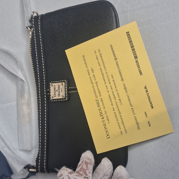 Dooney & Bourke Black Wristlet/ Clutch/Shoulder Bag COA